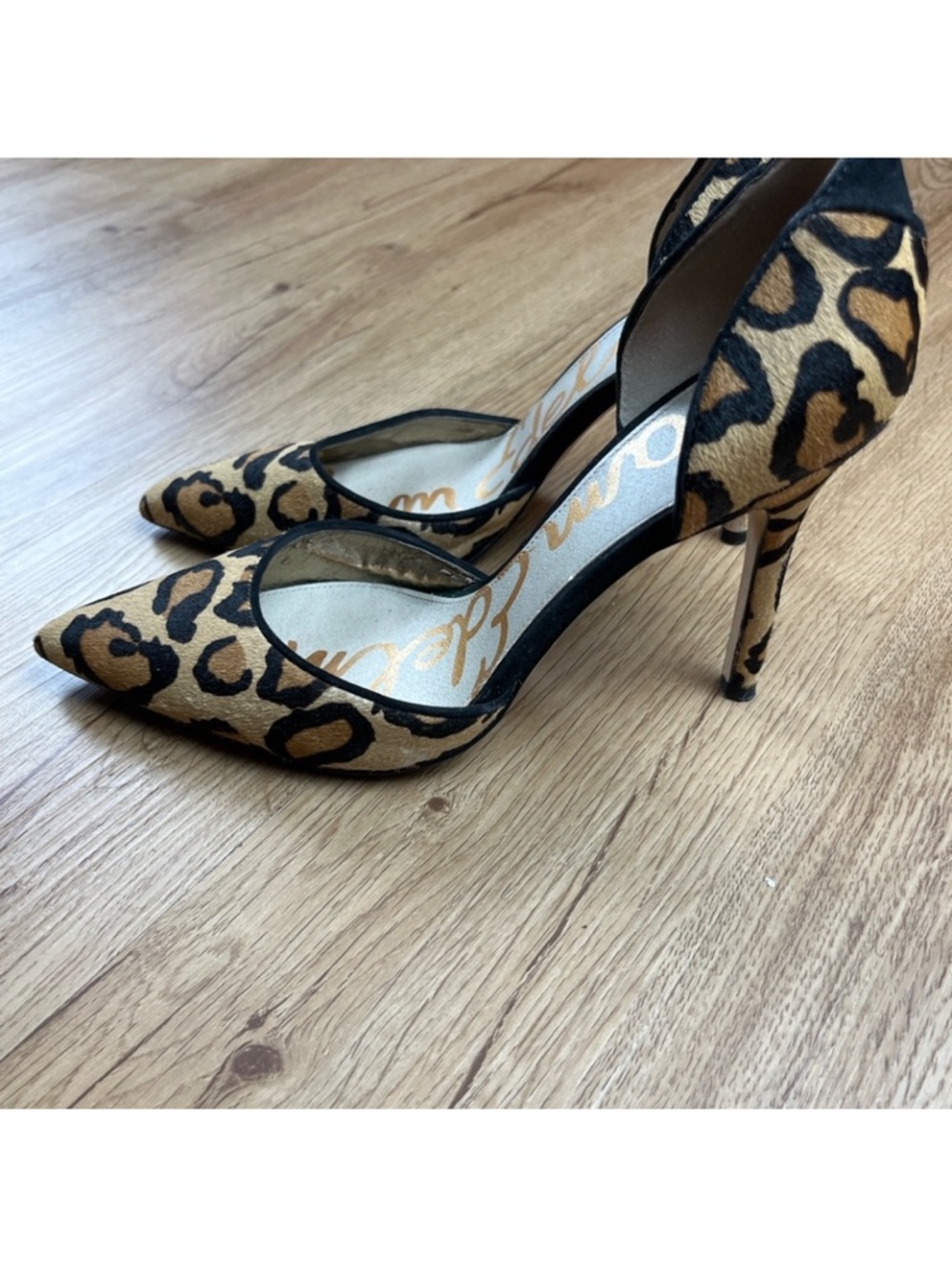 Sam Edelman Leopard Calf Hair Pumps Size 8 Women’s D’Orsay Pointed Toe Heels